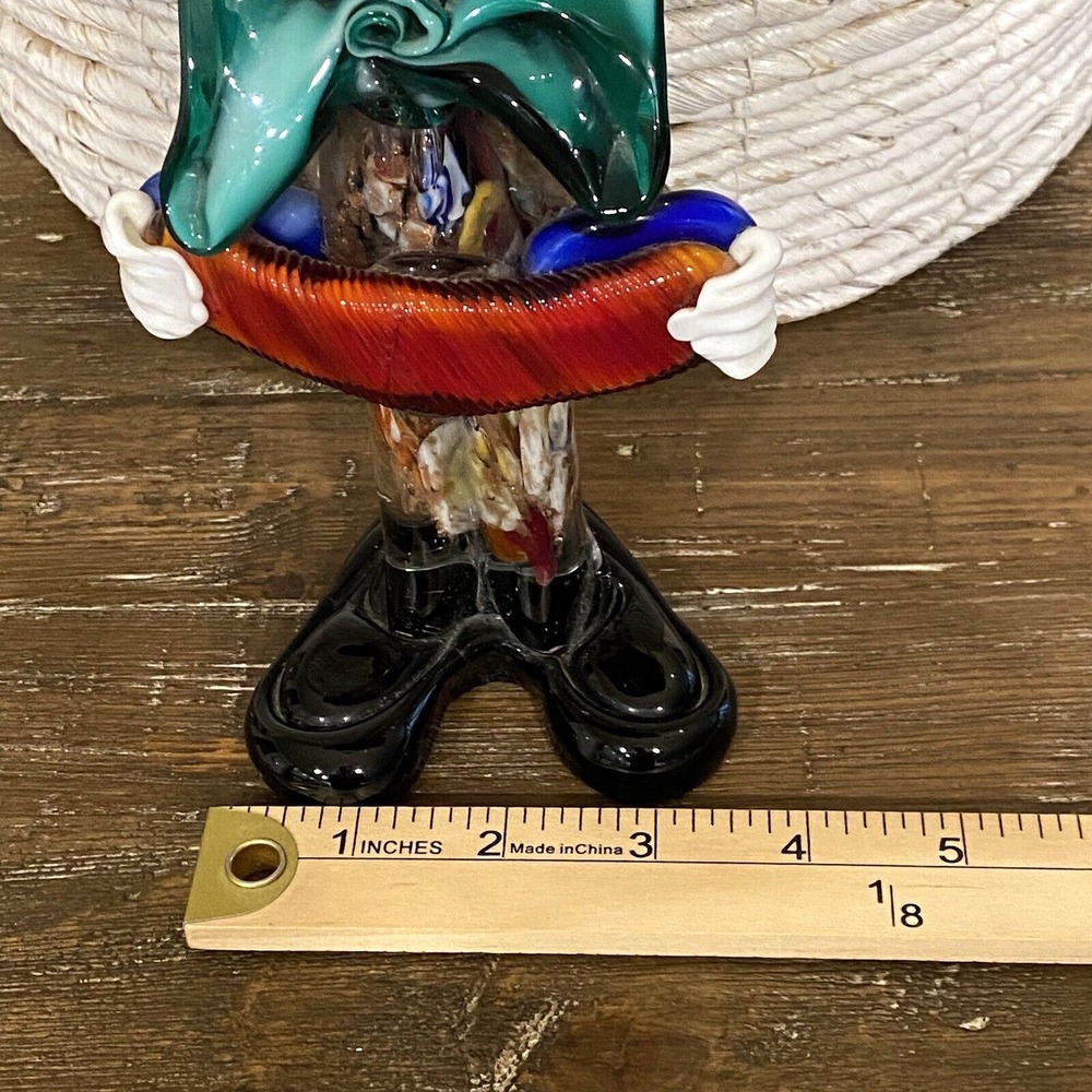 MURANO GLASS CLOWN w/Bow Tie Playing Accordion 10" Vintage Italy Please Read - Picture 14 of 14